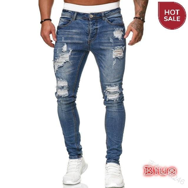 Men's Ripped Skinny Jeans — Slim Fit Streetwear Denim