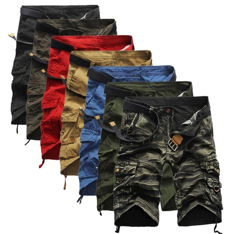 Men's camo cargo shorts cotton casual front view