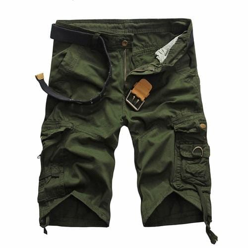 Men's camo cargo shorts side view