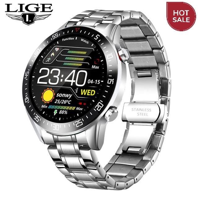 LIGE New 2021 Smart Watch Men Heart Rate Blood Pressure Information Reminder Sport Waterproof Smart Watch for Android IOS Phone