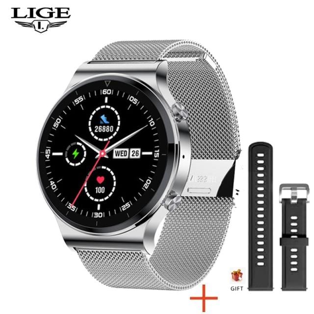 LIGE New Smart watch Men Heart rate Blood pressure Full touch screen sports Fitness watch Bluetooth for Android iOS smart watch