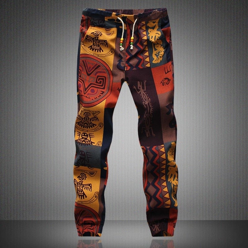Men's Floral Print Linen Jogger Sweatpants