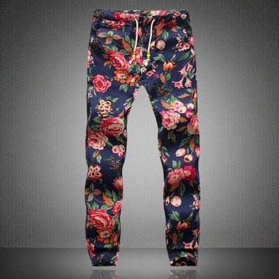 Men's Floral Print Linen Jogger Sweatpants