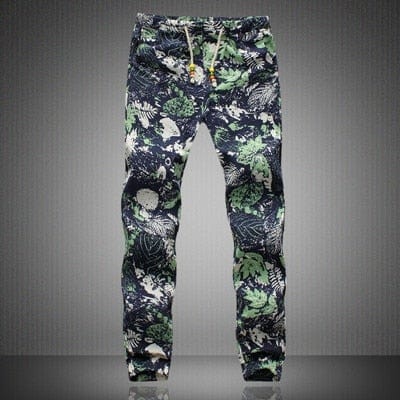 Men's Floral Print Linen Jogger Sweatpants