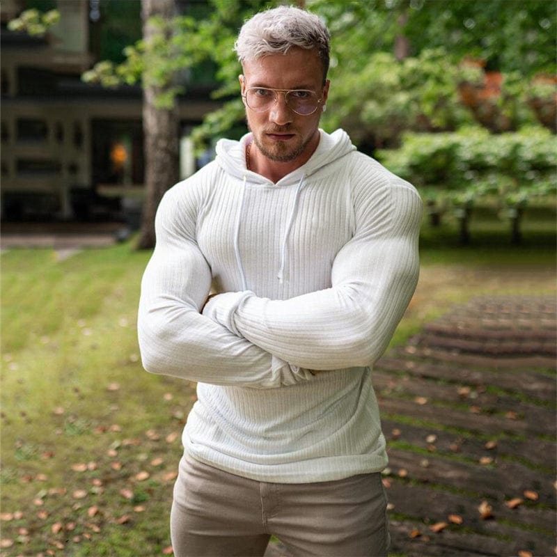 Men's Slim Fit Hooded Turtleneck Knit Pullover Sweater