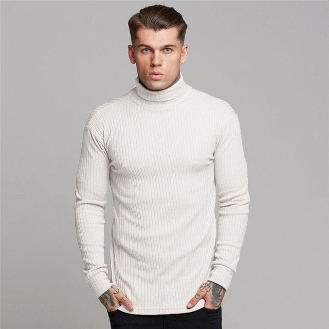 Men's Slim Fit Hooded Turtleneck Knit Pullover Sweater