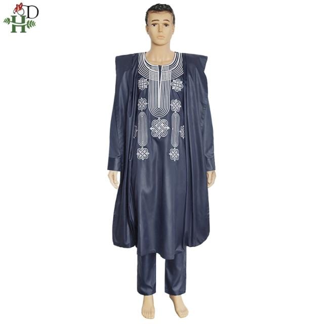 Men's Embroidered Agbada Robe Set — Traditional African Suit