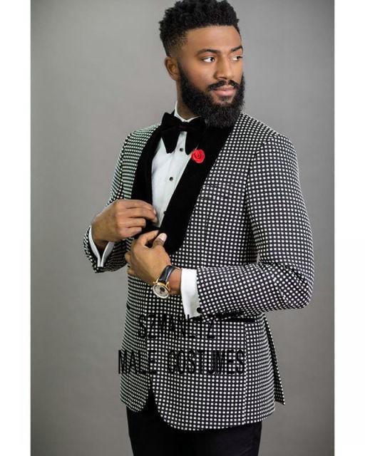 Men Black Double Breasted Wedding Groom Suit With Pants Tuxedo
