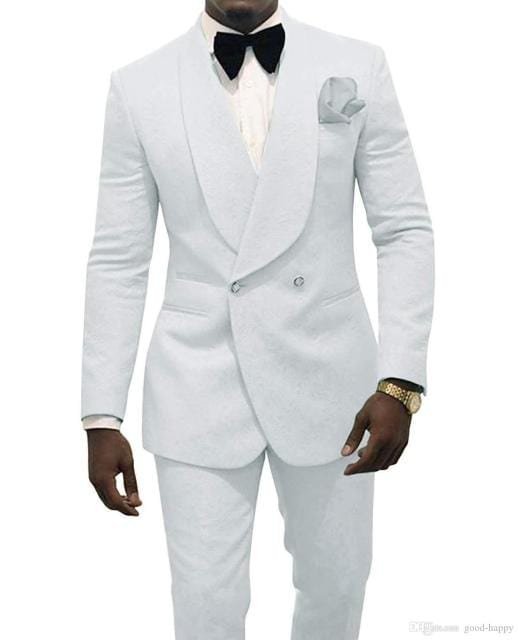 Men Black Double Breasted Wedding Groom Suit With Pants Tuxedo