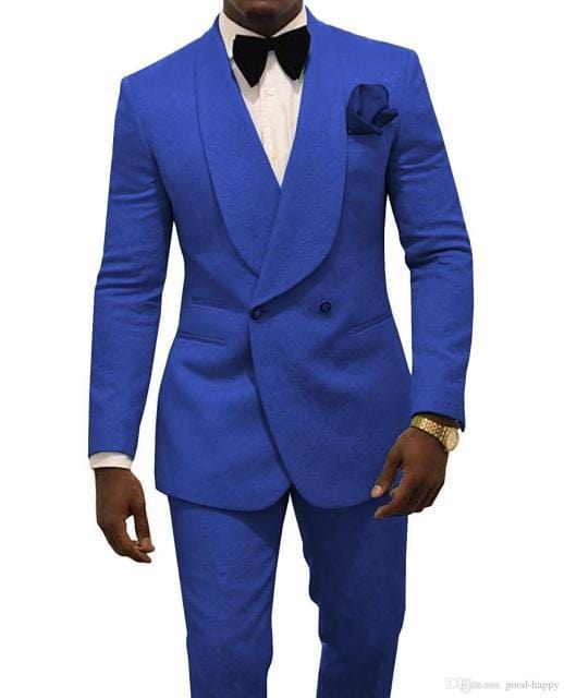 Men Black Double Breasted Wedding Groom Suit With Pants Tuxedo