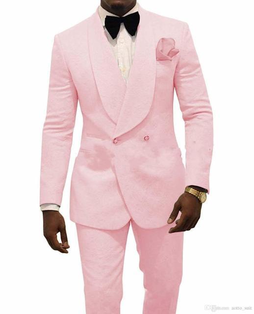 Men Black Double Breasted Wedding Groom Suit With Pants Tuxedo