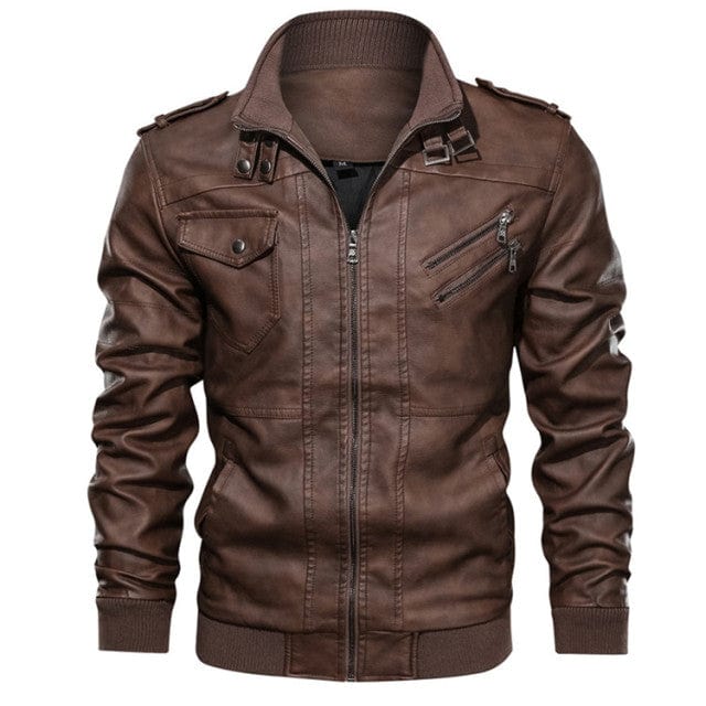 Men's PU Leather Hooded Motorcycle Baseball Jacket