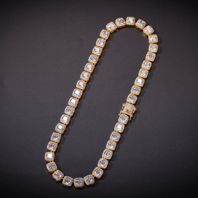 Men's 10mm Square CZ Tennis Chain Iced-Out Hip-Hop Necklace