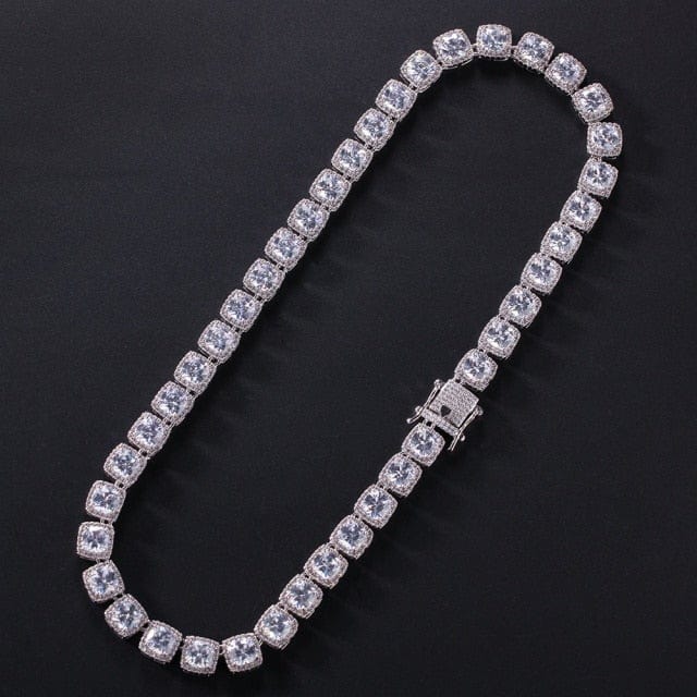 Men's 10mm Square CZ Tennis Chain Iced-Out Hip-Hop Necklace