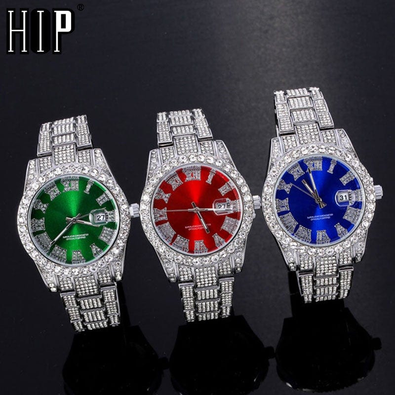 Unisex Hip Hop Iced Out Micropave CZ Date Quartz Watch