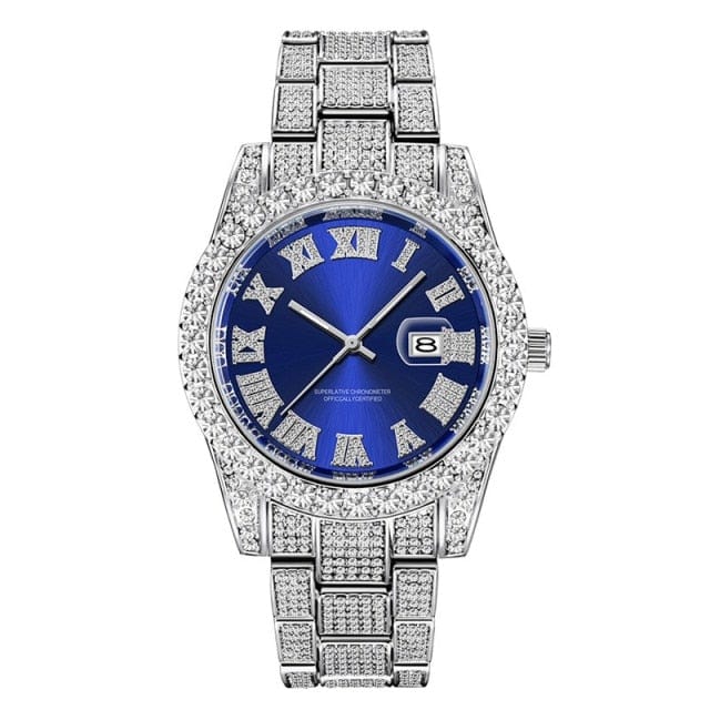 Unisex Hip Hop Iced Out Micropave CZ Date Quartz Watch