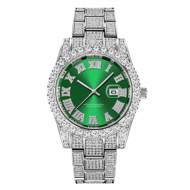 Unisex Hip Hop Iced Out Micropave CZ Date Quartz Watch