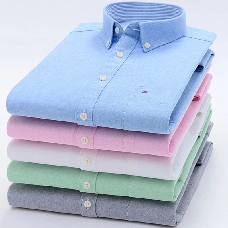 Men's Long-Sleeve Cotton Oxford Casual Dress Shirt, S-6XL