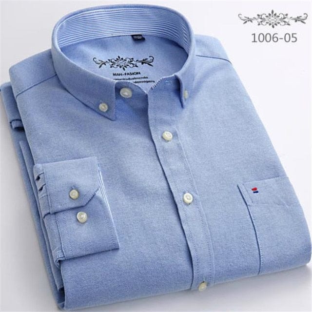 Men's Long-Sleeve Cotton Oxford Casual Dress Shirt, S-6XL