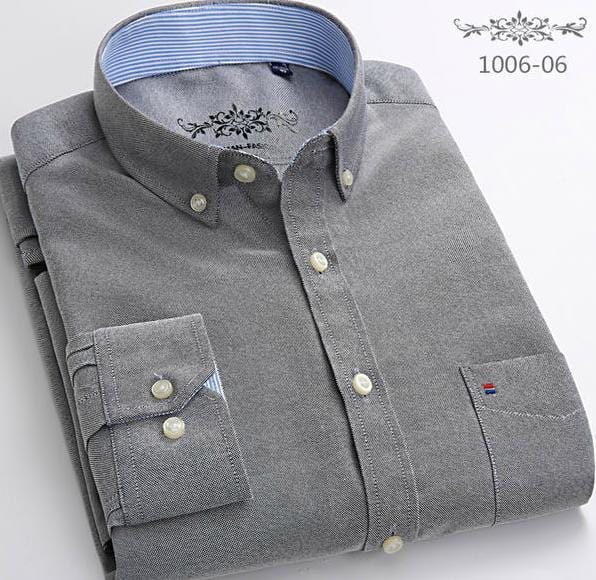 Men's Long-Sleeve Cotton Oxford Casual Dress Shirt, S-6XL