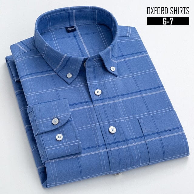 Men's Long-Sleeve Cotton Oxford Casual Dress Shirt, S-6XL