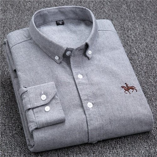 Men's Long-Sleeve Cotton Oxford Casual Dress Shirt, S-6XL