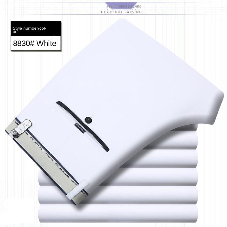 Men's White Black Thin Stretch Formal Dress Trousers, Office Suit Pants