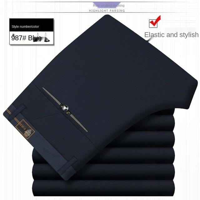 Men's White Black Thin Stretch Formal Dress Trousers, Office Suit Pants