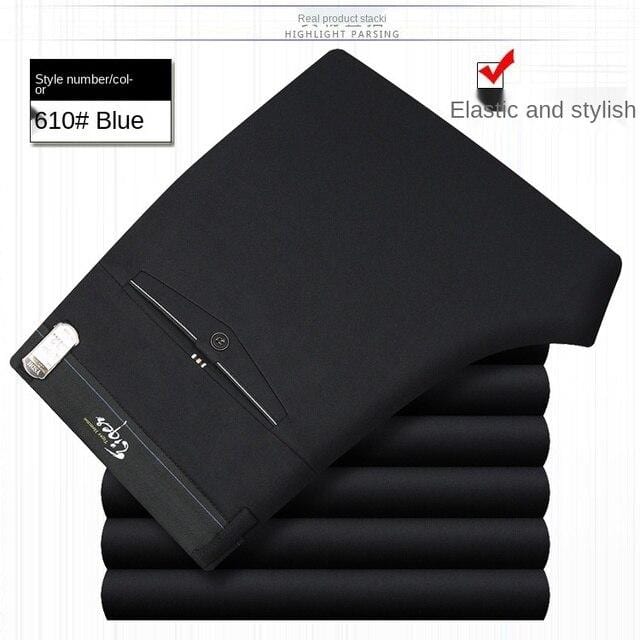 Men's White Black Thin Stretch Formal Dress Trousers, Office Suit Pants