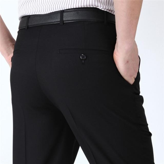 Summer Business Thin Suit Pants For Men Size 29-56 Spring Autumn Male Formal Solid Silk Long Dress Pants Baggy Office Trousers
