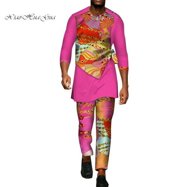 Men's African Dashiki Shirt & Pants 2-Piece Set