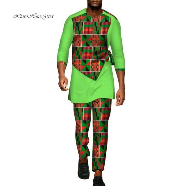 Men's African Dashiki Shirt & Pants 2-Piece Set