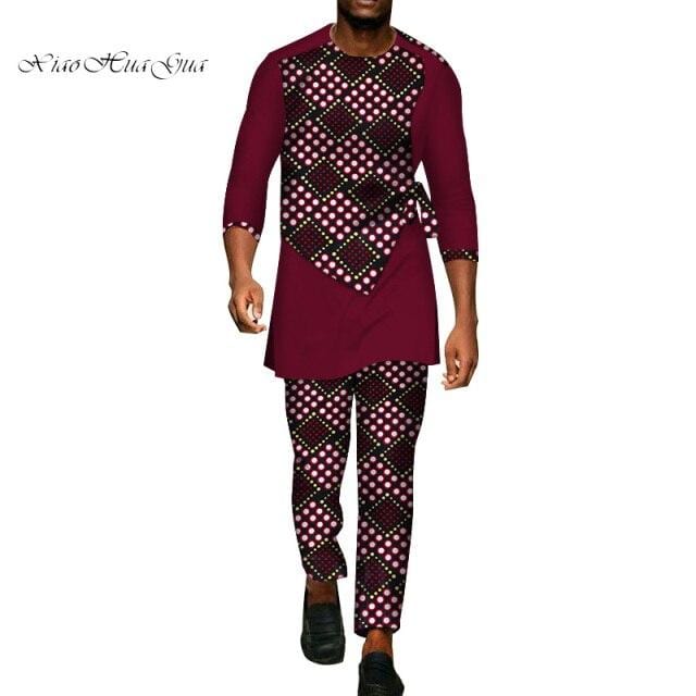 Men's African Dashiki Shirt & Pants 2-Piece Set
