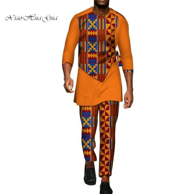 Men's African Dashiki Shirt & Pants 2-Piece Set