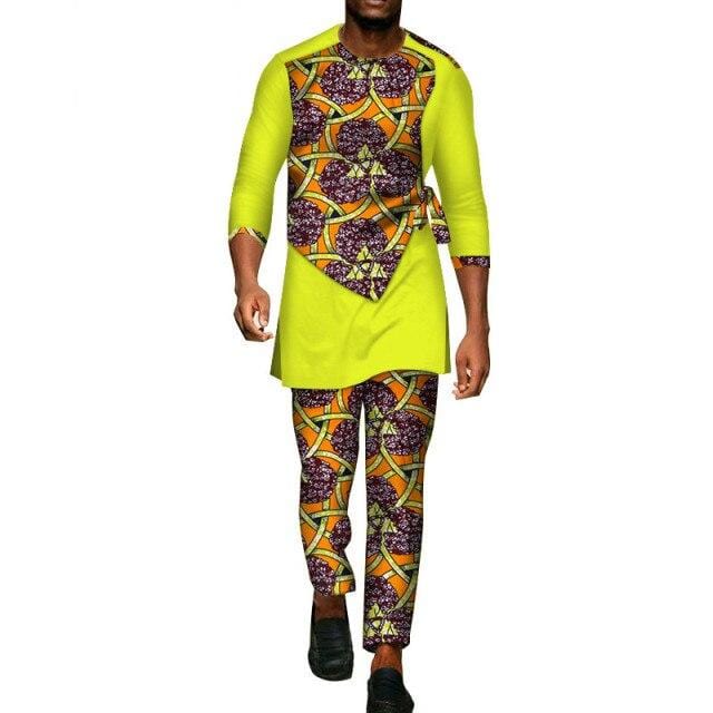 Men's African Dashiki Shirt & Pants 2-Piece Set