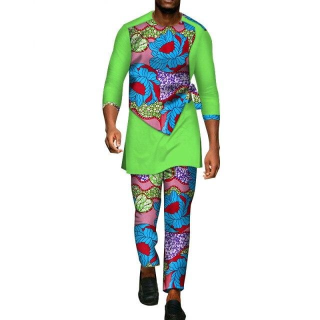 Men's African Dashiki Shirt & Pants 2-Piece Set