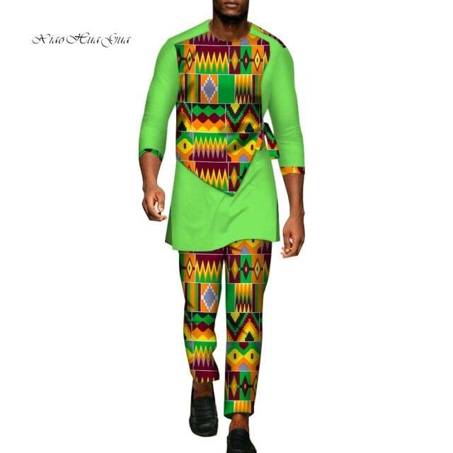 Men's African Dashiki Shirt & Pants 2-Piece Set