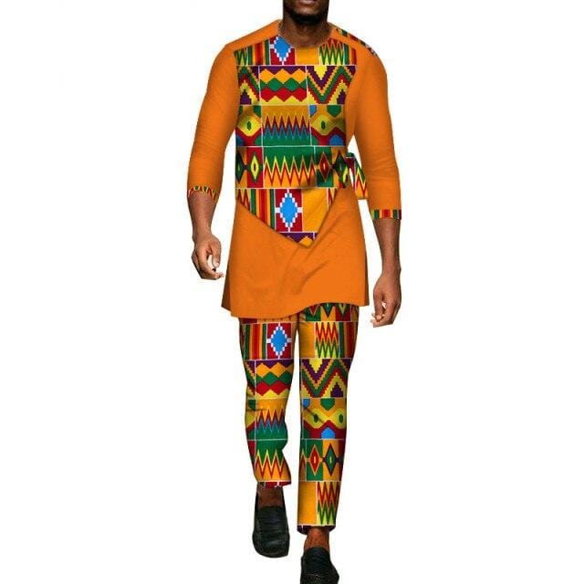 Men's African Dashiki Shirt & Pants 2-Piece Set