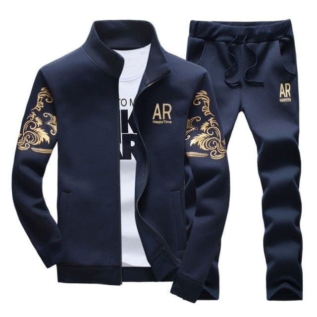Men's Zipper Sweatshirt and Sweatpants Tracksuit