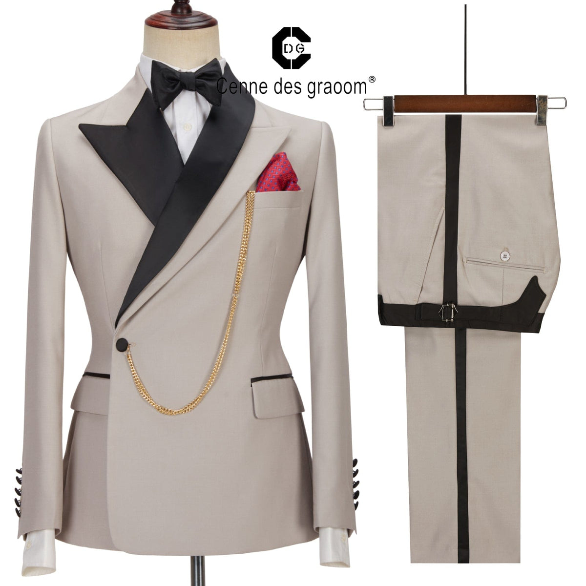 Men's Tailored Khaki 2-Piece Tuxedo Blazer Suit