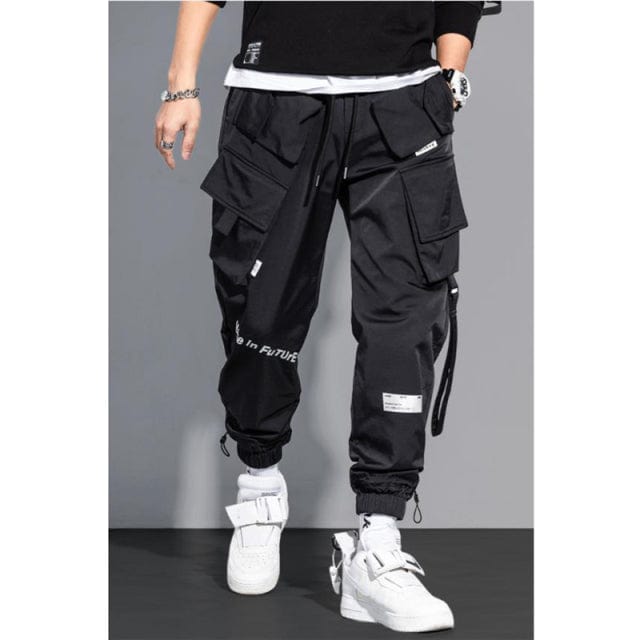 Men's Hip Hop Multi-Pocket Cargo Pants Solid Streetwear Sweatpants