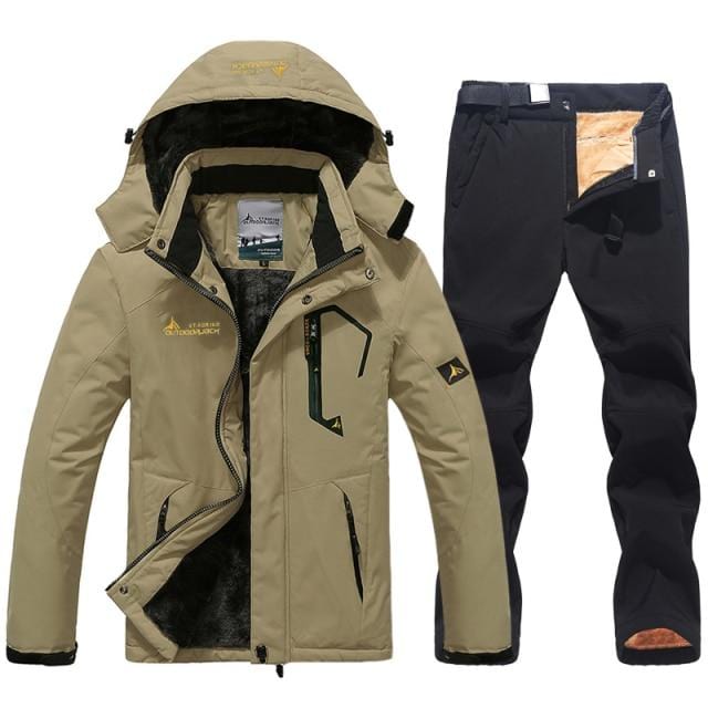 Men's Winter Waterproof Ski Jacket and Pants Set, Windproof Snow Suit