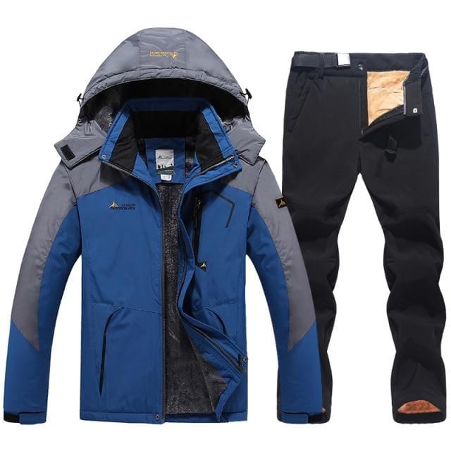 Men's Winter Waterproof Ski Jacket and Pants Set, Windproof Snow Suit