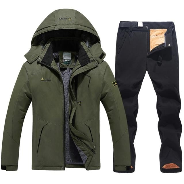 Men's Winter Waterproof Ski Jacket and Pants Set, Windproof Snow Suit