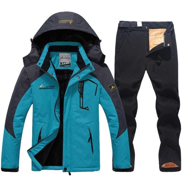 Men's Winter Waterproof Ski Jacket and Pants Set, Windproof Snow Suit