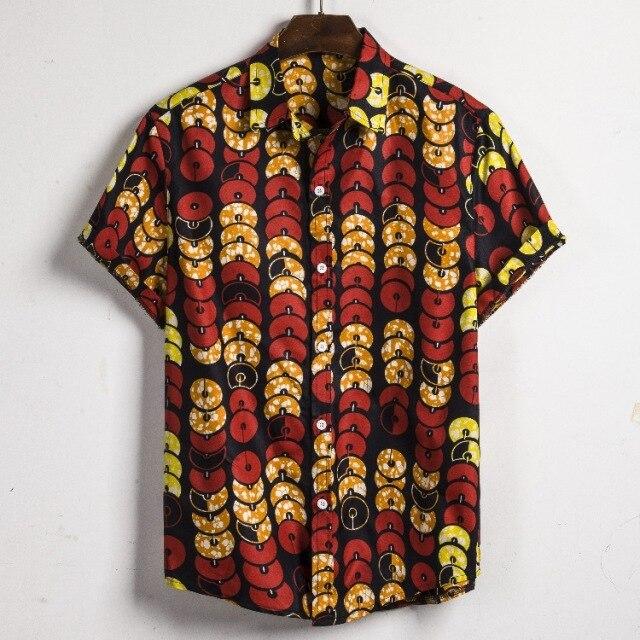 Men Dashiki Loose Blouse Fashion Tee Tops Bazin Riche African India Casual T Shirt Ankara Homme Short Sleeve Print Retro Clothes