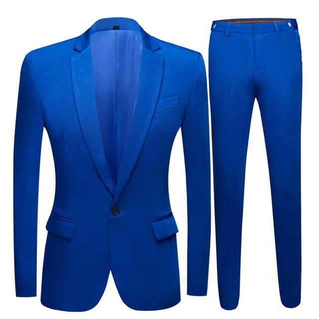 Men's Royal Blue 2-Piece Wedding Blazer Suit Jacket Pants