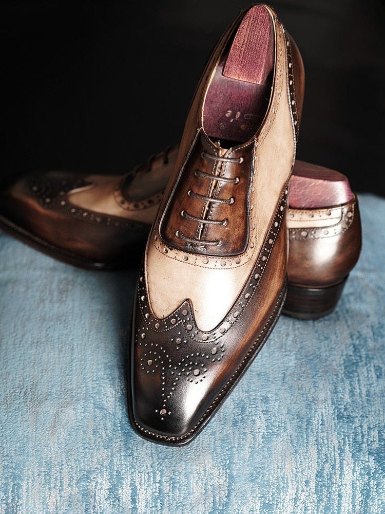 Men's Fiddle-Back Beveled Waist Oxford Shoes — Handmade Italian Leather