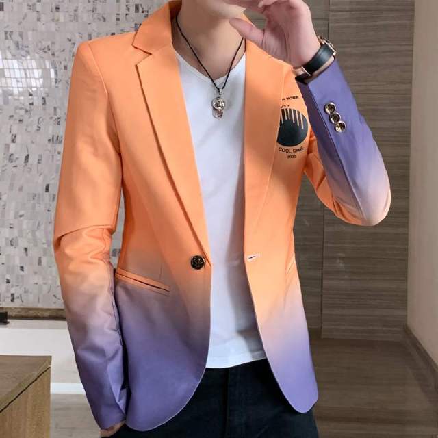 Men Blazer 2021 Spring New Colorblock Plaid Blazer Men Slim Casual Man Blazers Wedding Business Party Clothing Dress Men Coats