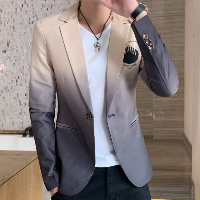 Men Blazer 2021 Spring New Colorblock Plaid Blazer Men Slim Casual Man Blazers Wedding Business Party Clothing Dress Men Coats